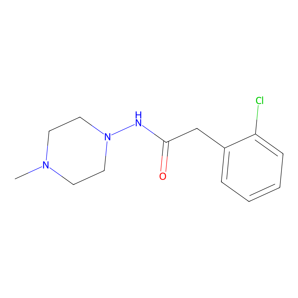 2-(2-chlorophenyl)-N-(4-methylpiperazin-1-yl)acetamide molecular structure, CAS 777875-44-2