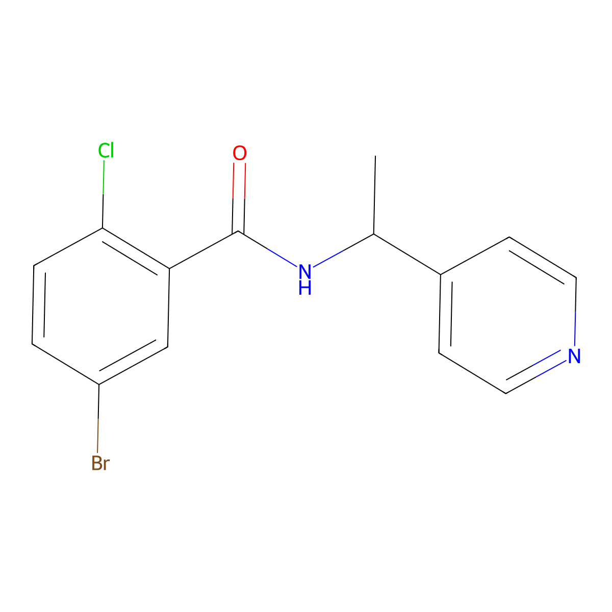 5-bromo-2-chloro-N-(1-pyridin-4-ylethyl)benzamide molecular structure, CAS 777876-84-3