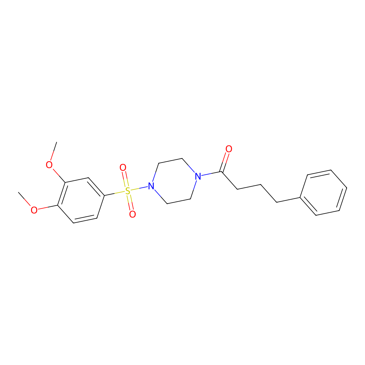 1-[4-(3,4-Dimethoxyphenyl)sulfonylpiperazin-1-yl]-4-phenylbutan-1-one molecular structure, CAS 777876-87-6