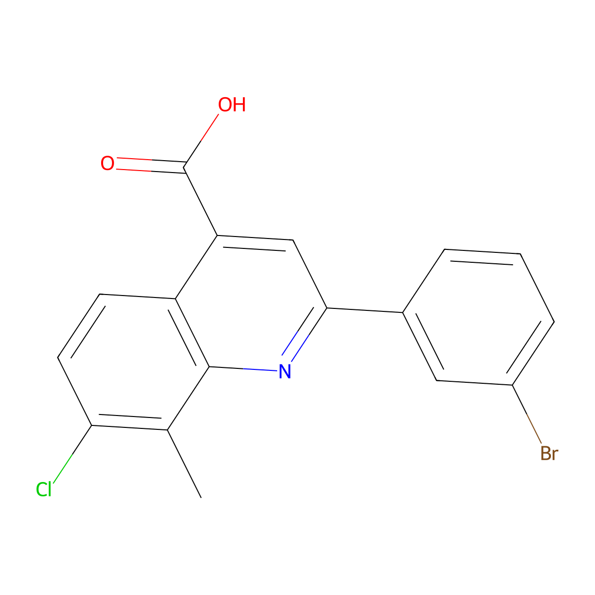 2-(3-Bromophenyl)-7-chloro-8-methylquinoline-4-carboxylic acid molecular structure, CAS 777876-90-1
