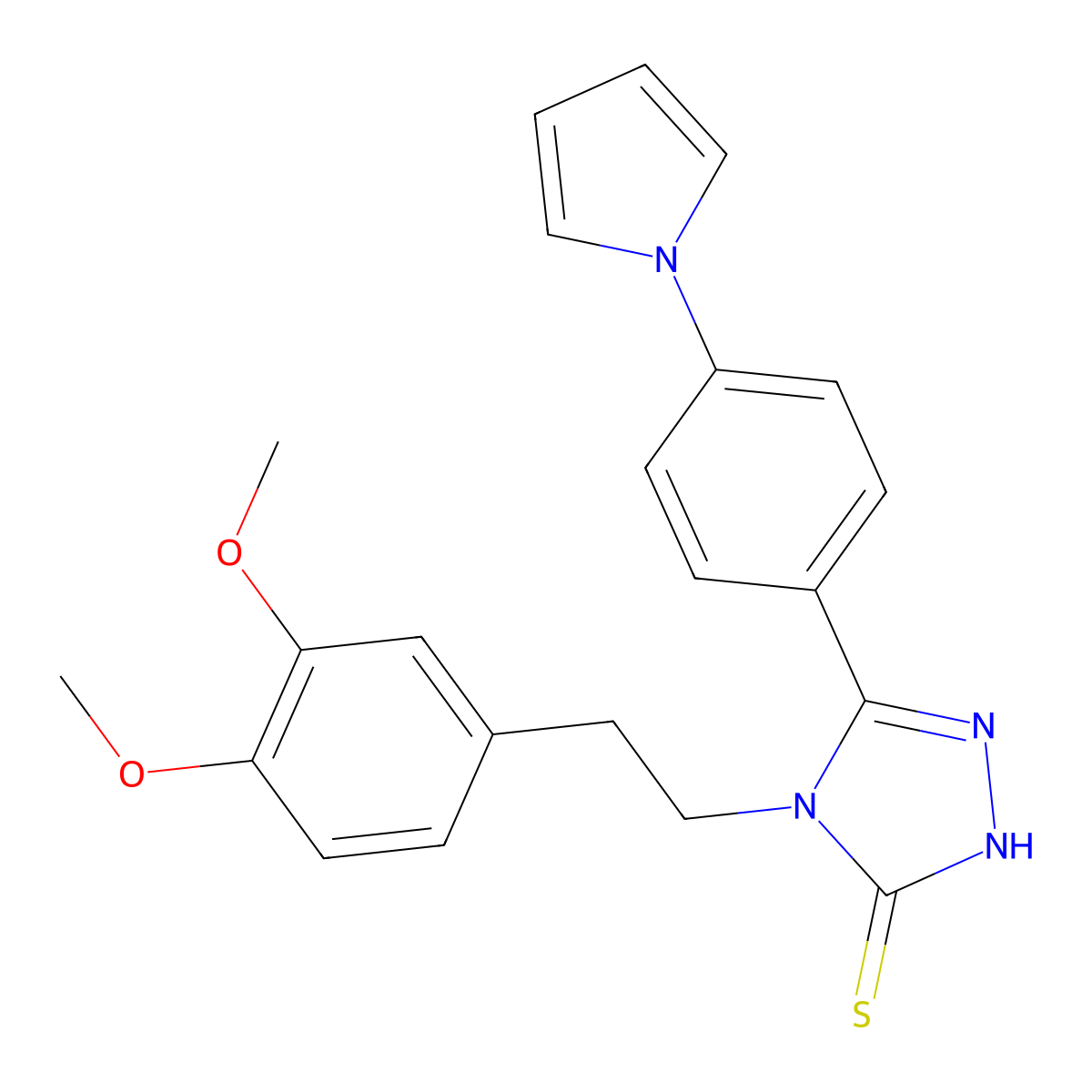 4-[2-(3,4-dimethoxyphenyl)ethyl]-5-[4-(1H-pyrrol-1-yl)phenyl]-4H-1,2,4-triazole-3-thiol molecular structure, CAS 777877-44-8