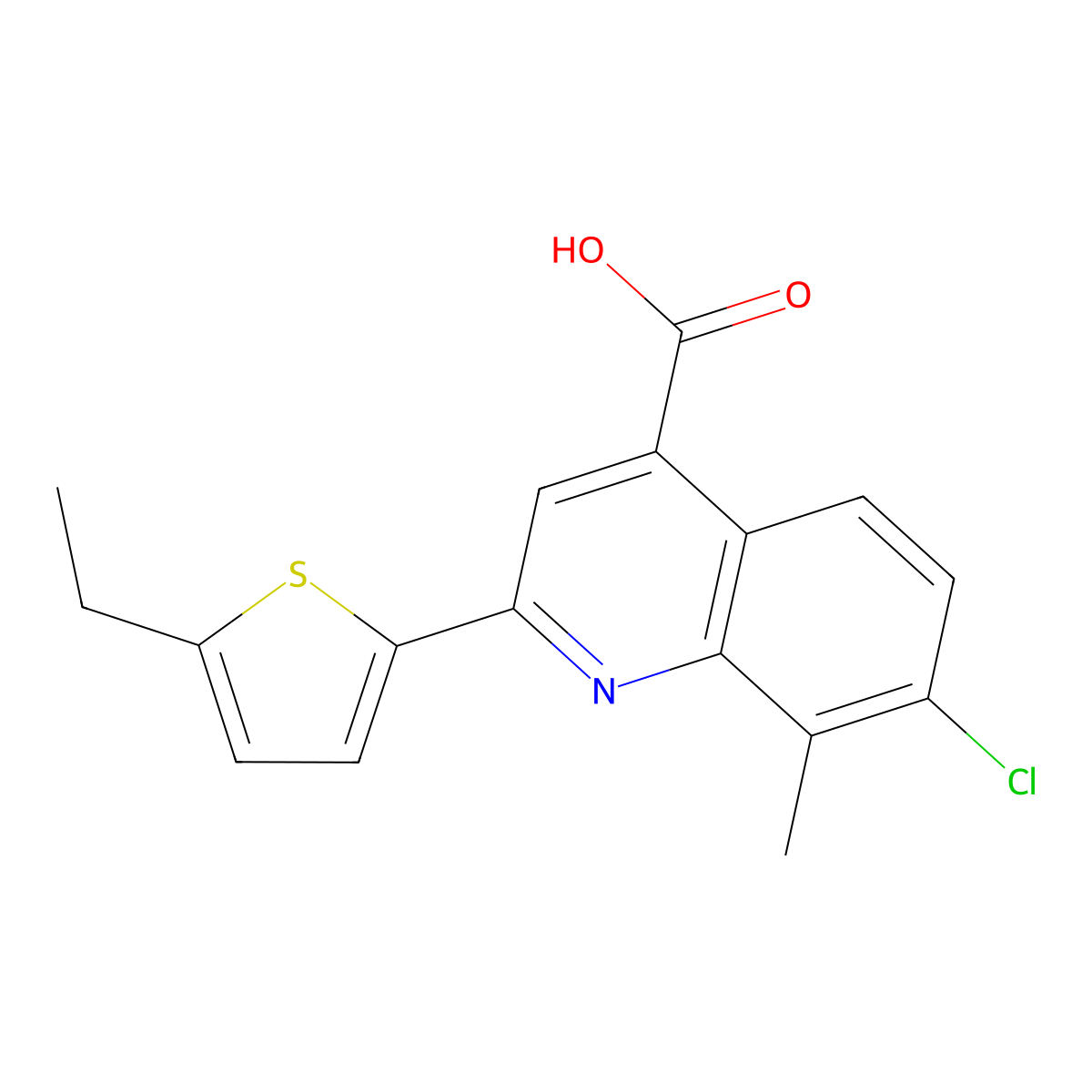 7-Chloro-2-(5-ethylthien-2-yl)-8-methylquinoline-4-carboxylic acid molecular structure, CAS 777877-61-9