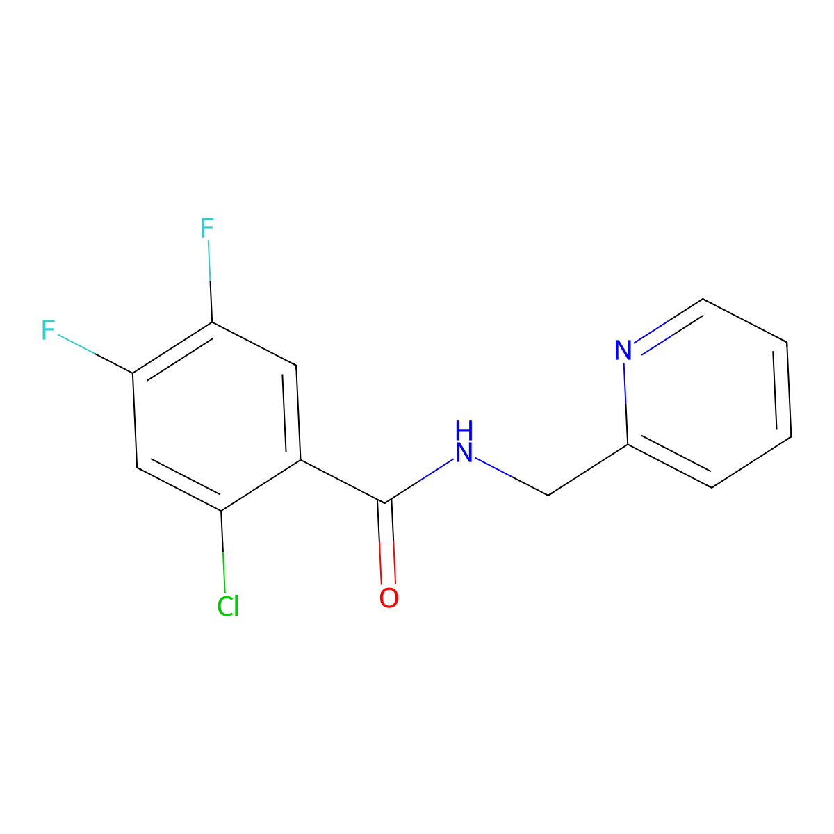 2-chloro-4,5-difluoro-N-(pyridin-2-ylmethyl)benzamide molecular structure, CAS 777877-71-1