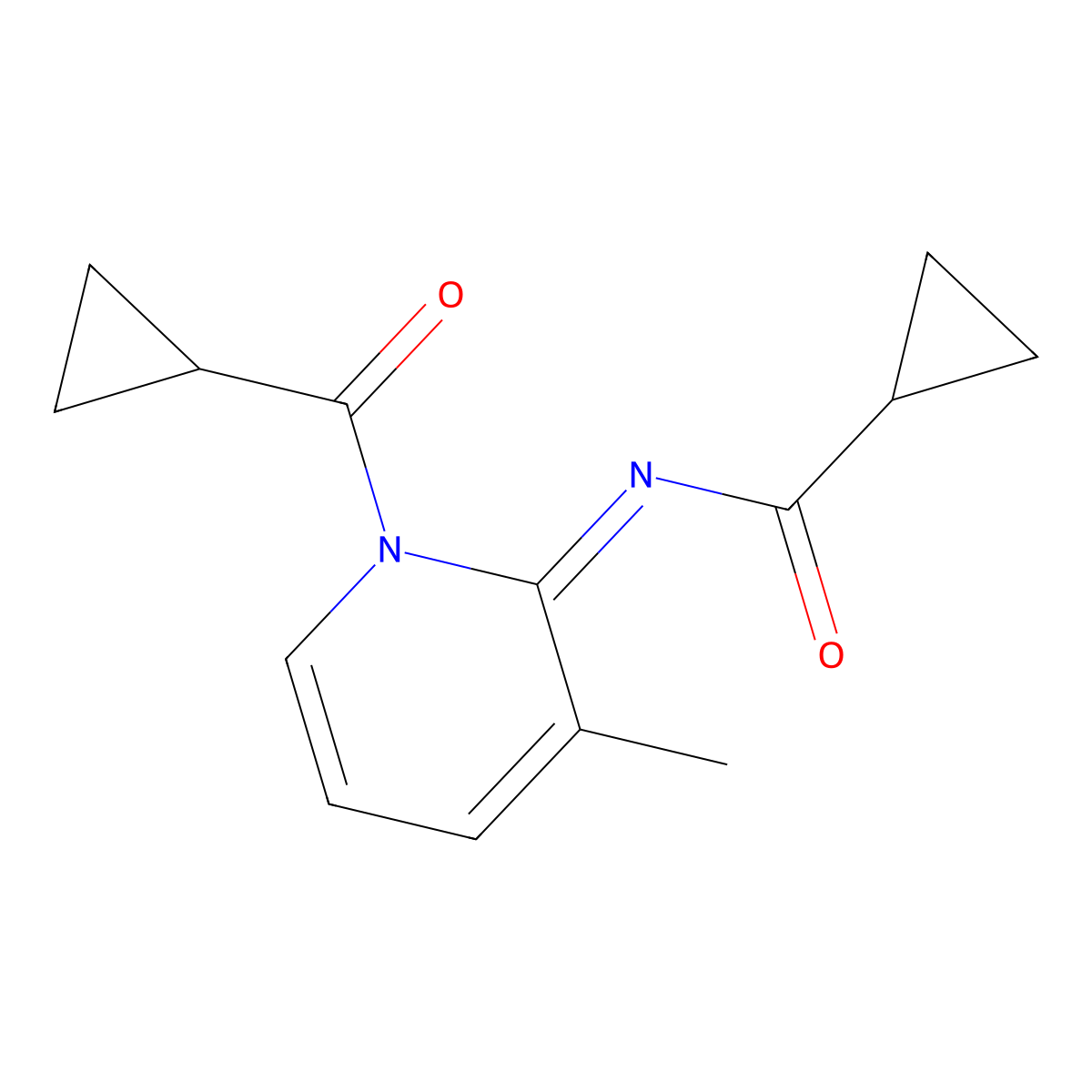 N-[(2E)-1-(cyclopropylcarbonyl)-3-methylpyridin-2(1H)-ylidene]cyclopropanecarboxamide molecular structure, CAS 777877-83-5