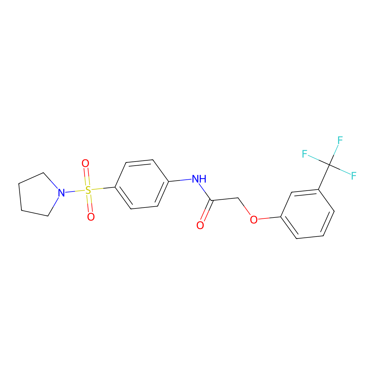 N-(4-pyrrolidin-1-ylsulfonylphenyl)-2-[3-(trifluoromethyl)phenoxy]acetamide molecular structure, CAS 777877-88-0