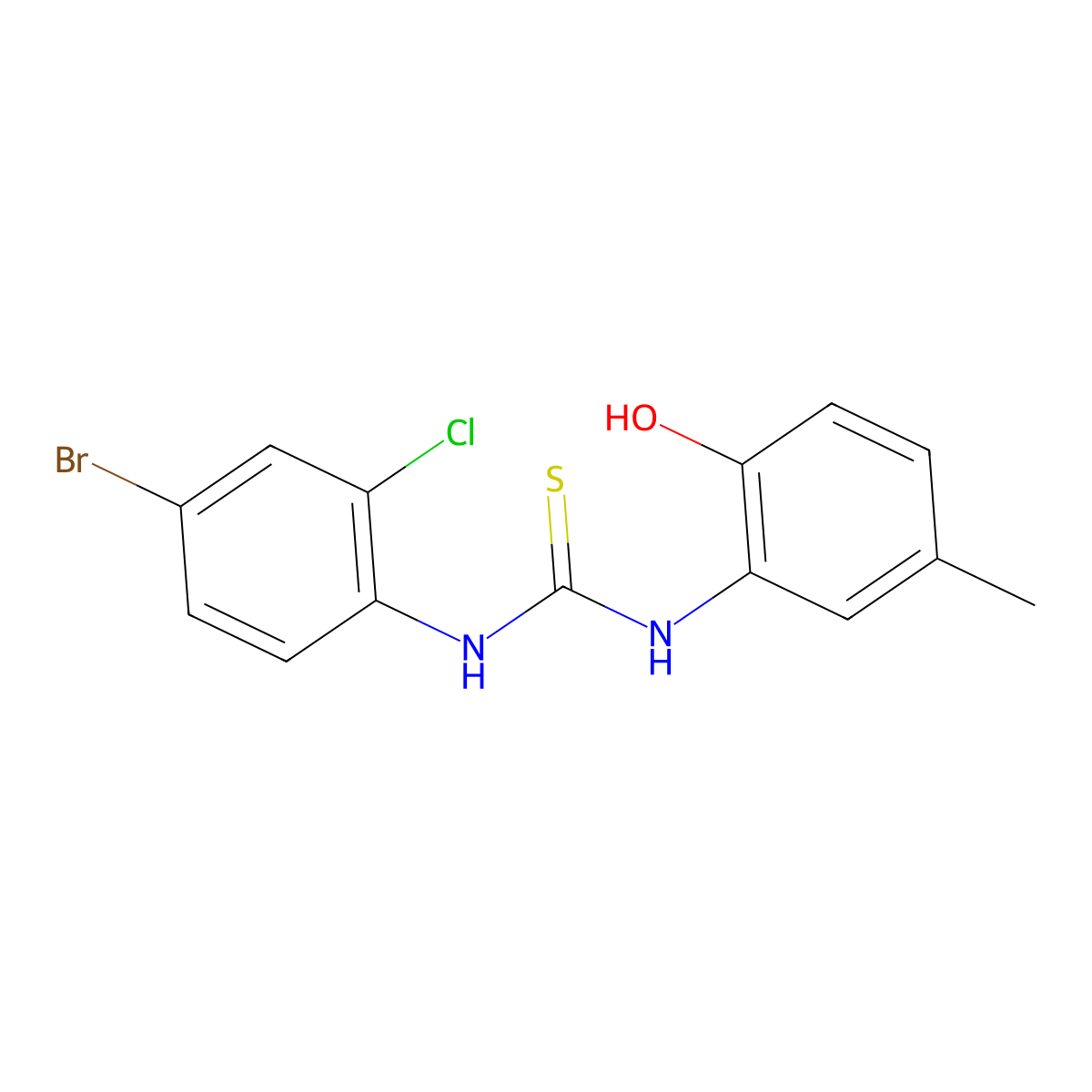 1-(4-Bromo-2-chlorophenyl)-3-(2-hydroxy-5-methylphenyl)thiourea molecular structure, CAS 777878-10-1