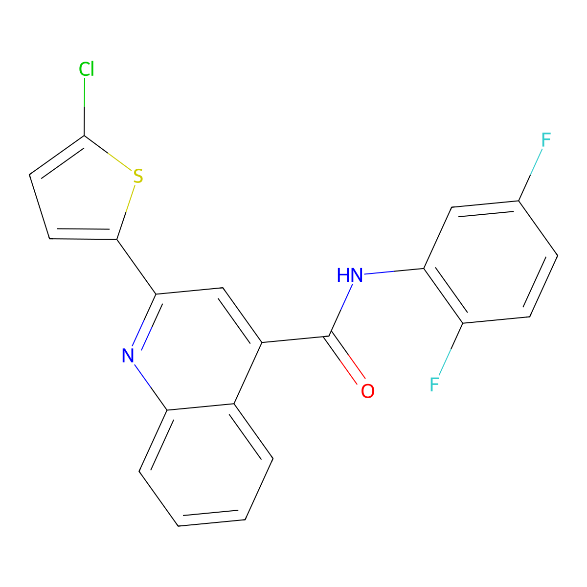 2-(5-chlorothiophen-2-yl)-N-(2,5-difluorophenyl)quinoline-4-carboxamide molecular structure, CAS 777878-40-7