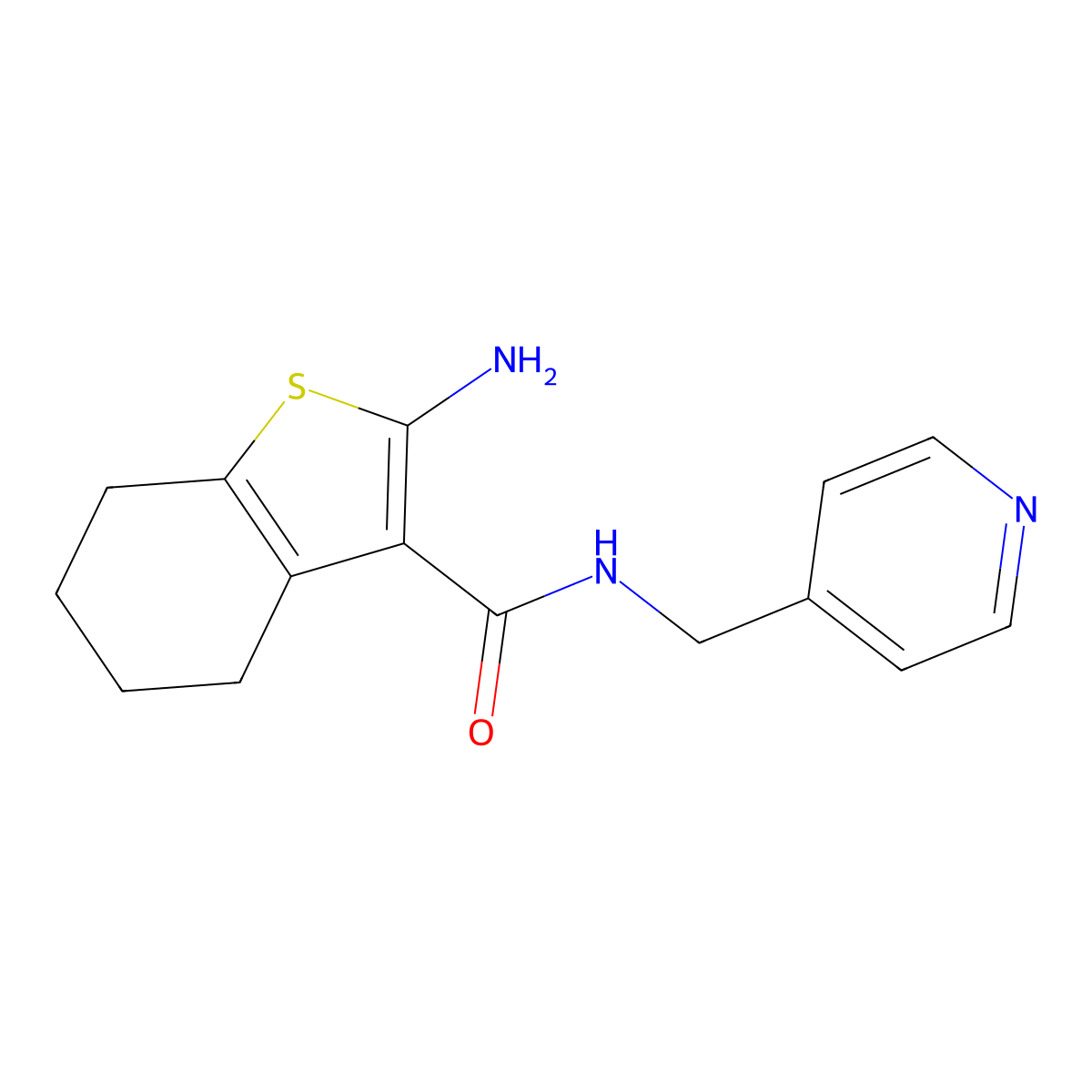 2-amino-N-(pyridin-4-ylmethyl)-4,5,6,7-tetrahydro-1-benzothiophene-3-carboxamide molecular structure, CAS 777878-42-9