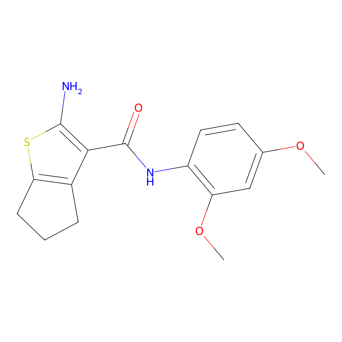 2-amino-N-(2,4-dimethoxyphenyl)-5,6-dihydro-4H-cyclopenta[b]thiophene-3-carboxamide molecular structure, CAS 777878-99-6