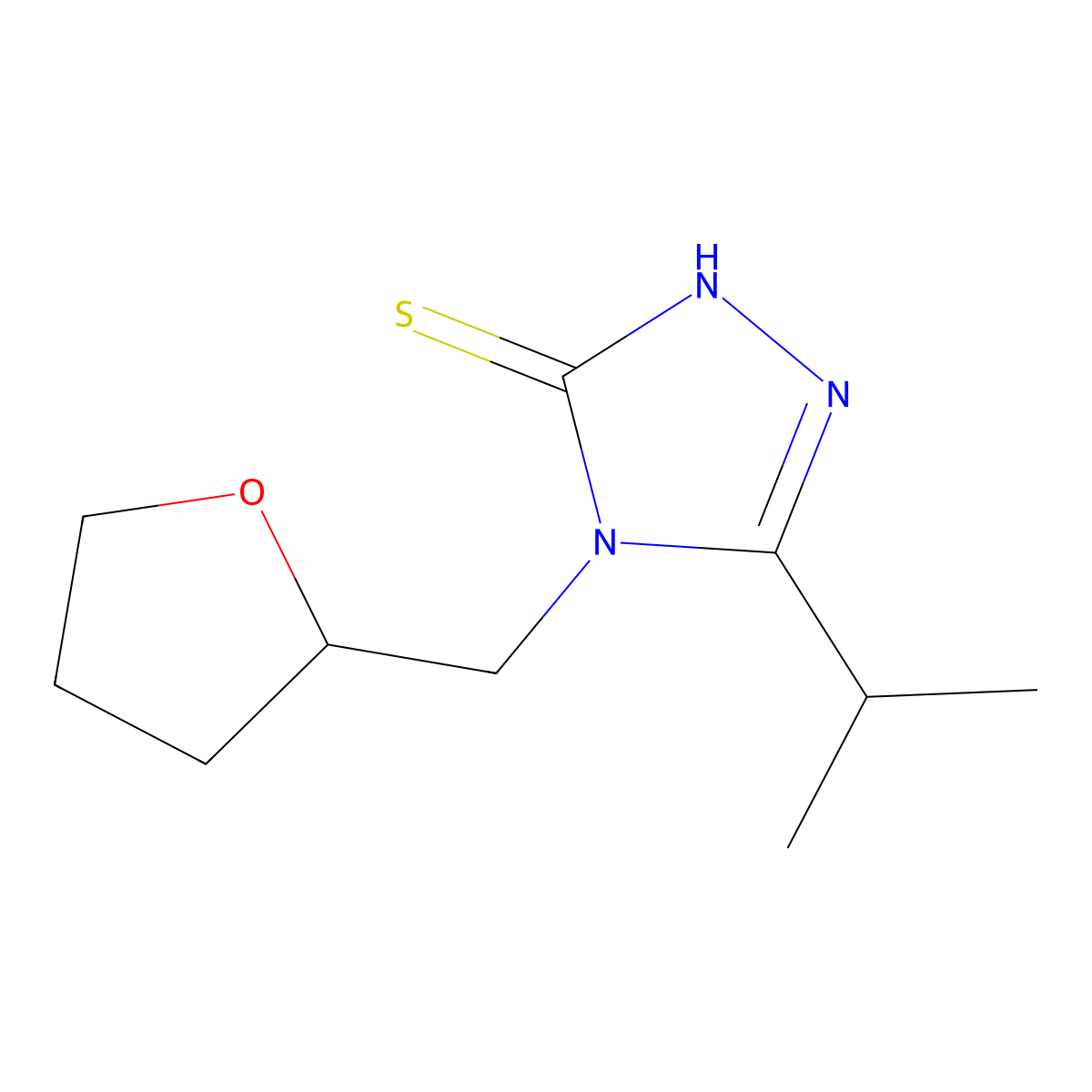 5-isopropyl-4-(tetrahydrofuran-2-ylmethyl)-4H-1,2,4-triazole-3-thiol molecular structure, CAS 777879-18-2
