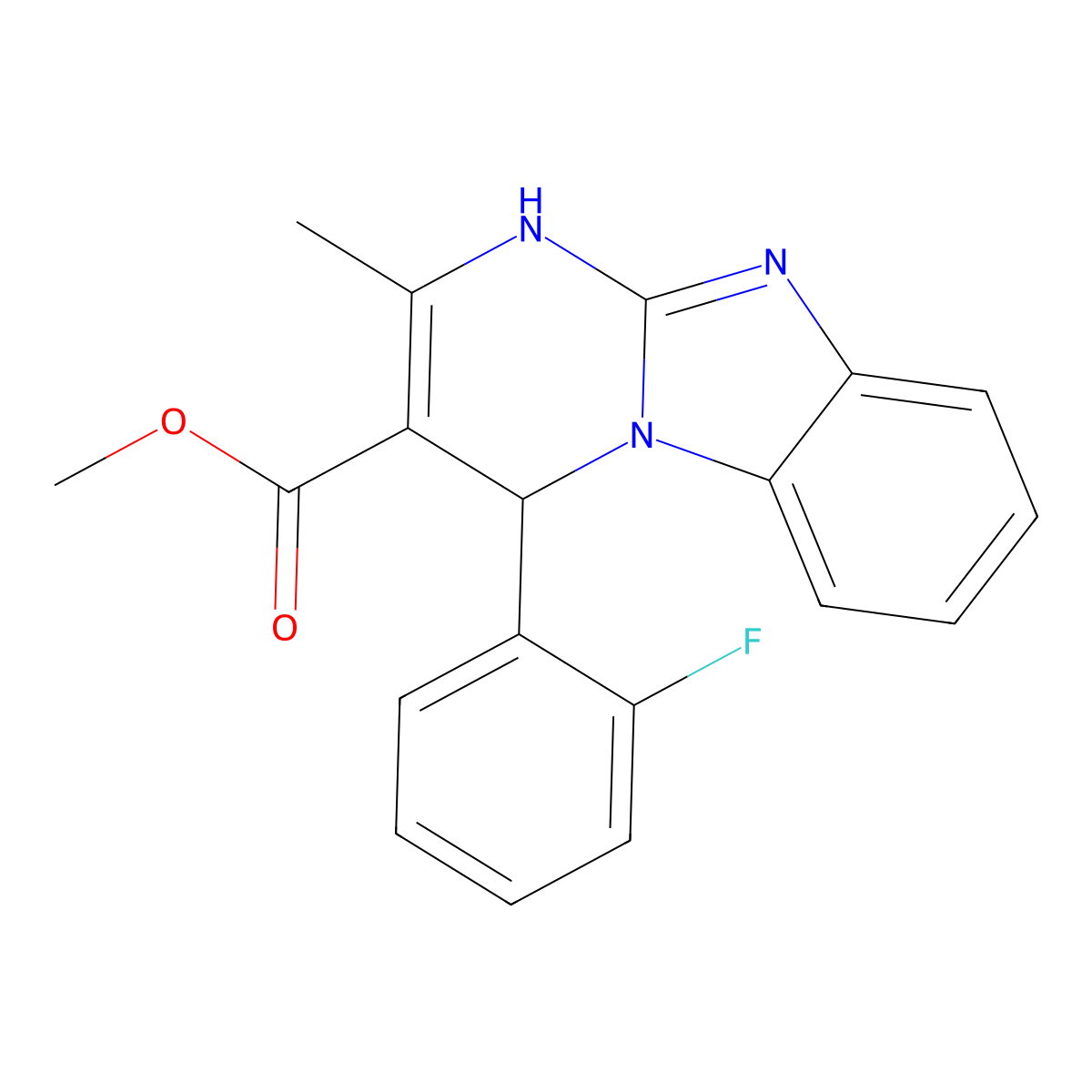 Methyl 4-(2-fluorophenyl)-2-methyl-1,4-dihydropyrimido[1,2-a]benzimidazole-3-carboxylate molecular structure, CAS 777879-32-0
