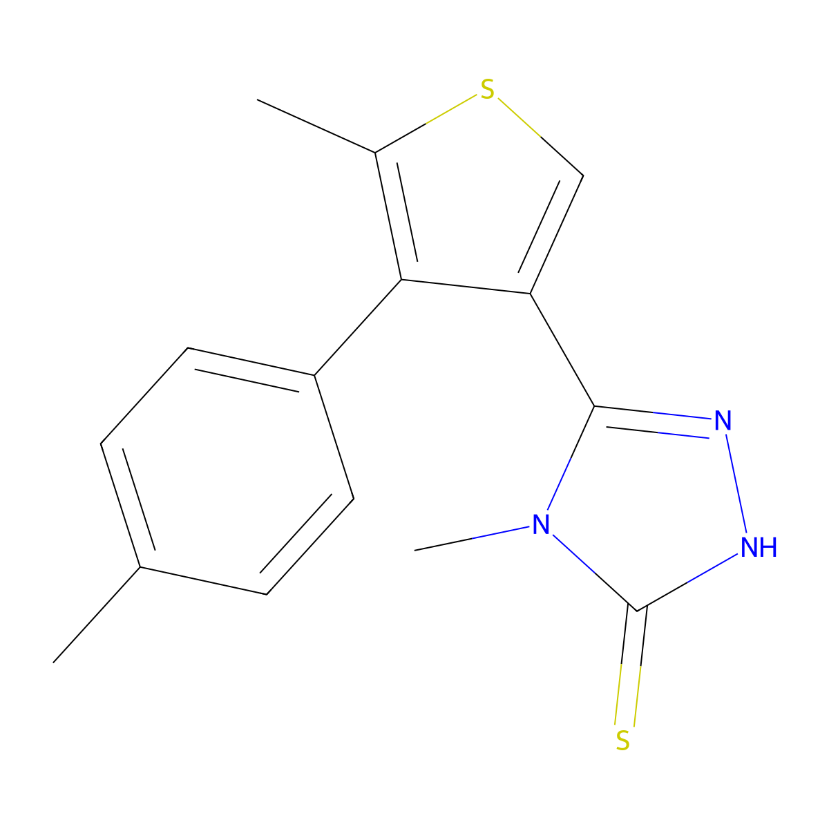 4-methyl-5-[5-methyl-4-(4-methylphenyl)thien-3-yl]-4H-1,2,4-triazole-3-thiol molecular structure, CAS 777879-42-2