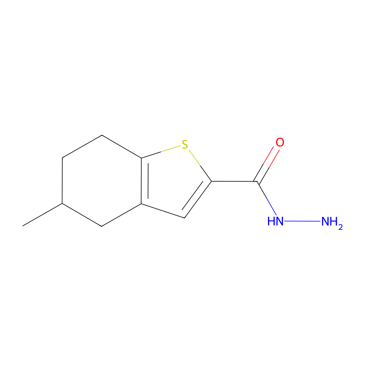 5-Methyl-4,5,6,7-tetrahydro-1-benzothiophene-2-carbohydrazide molecular structure, CAS 777880-70-3