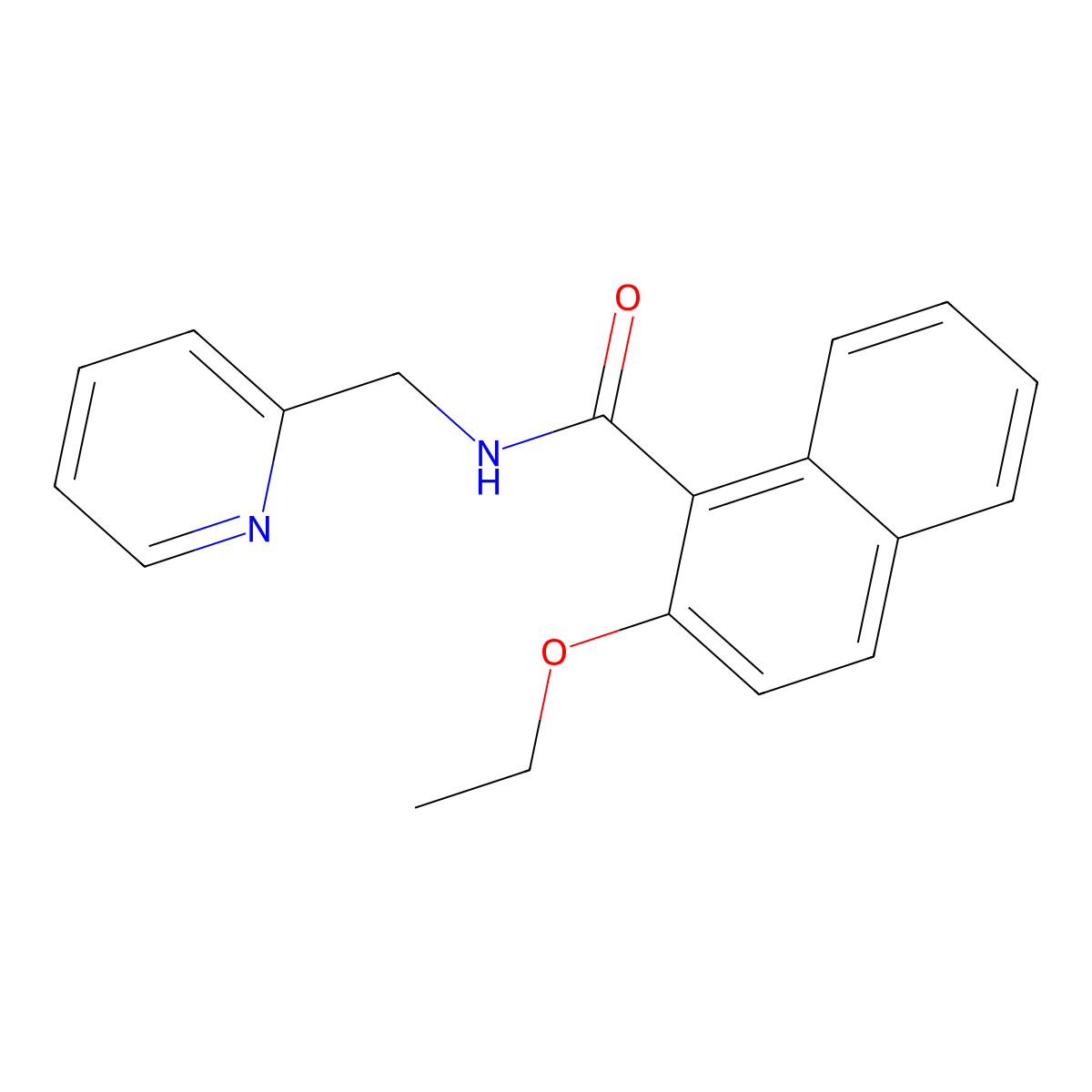 2-ethoxy-N-(2-pyridinylmethyl)-1-naphthamide molecular structure, CAS 777880-71-4
