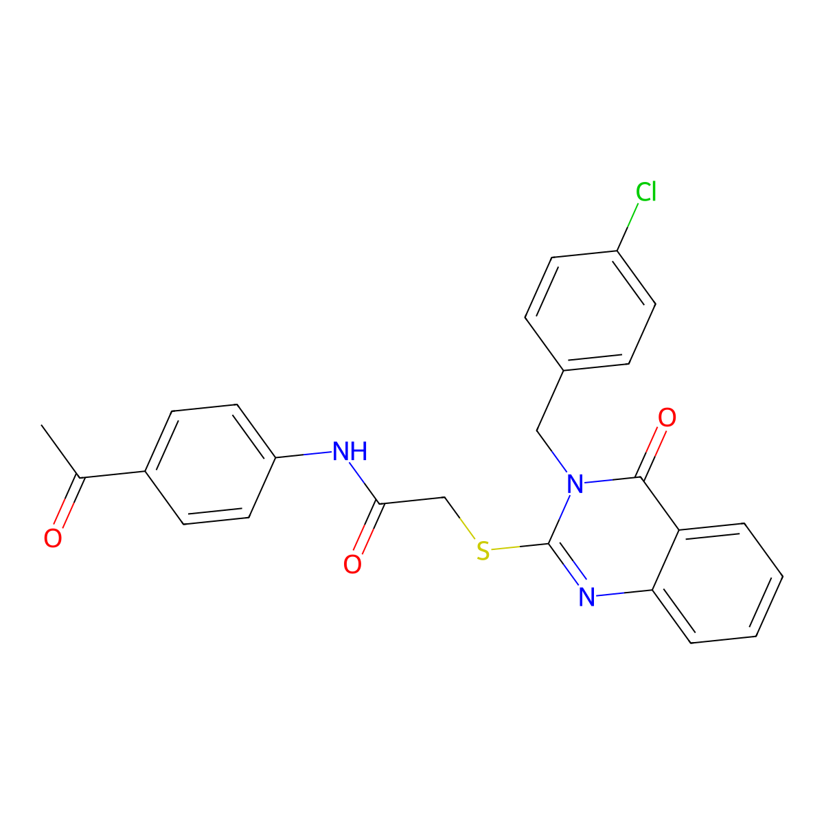 N-(4-acetylphenyl)-2-{[3-(4-chlorobenzyl)-4-oxo-3,4-dihydroquinazolin-2-yl]sulfanyl}acetamide molecular structure, CAS 777880-80-5