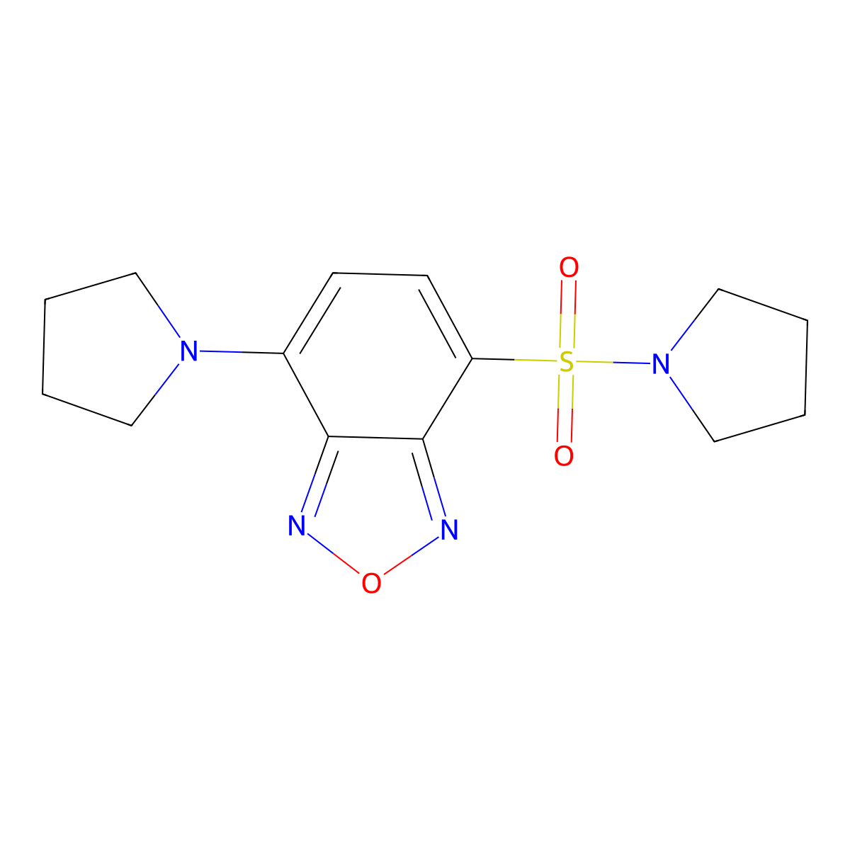 4-Pyrrolidinyl-7-(pyrrolidinylsulfonyl)benzo[c]1,2,5-oxadiazole molecular structure, CAS 777880-90-7
