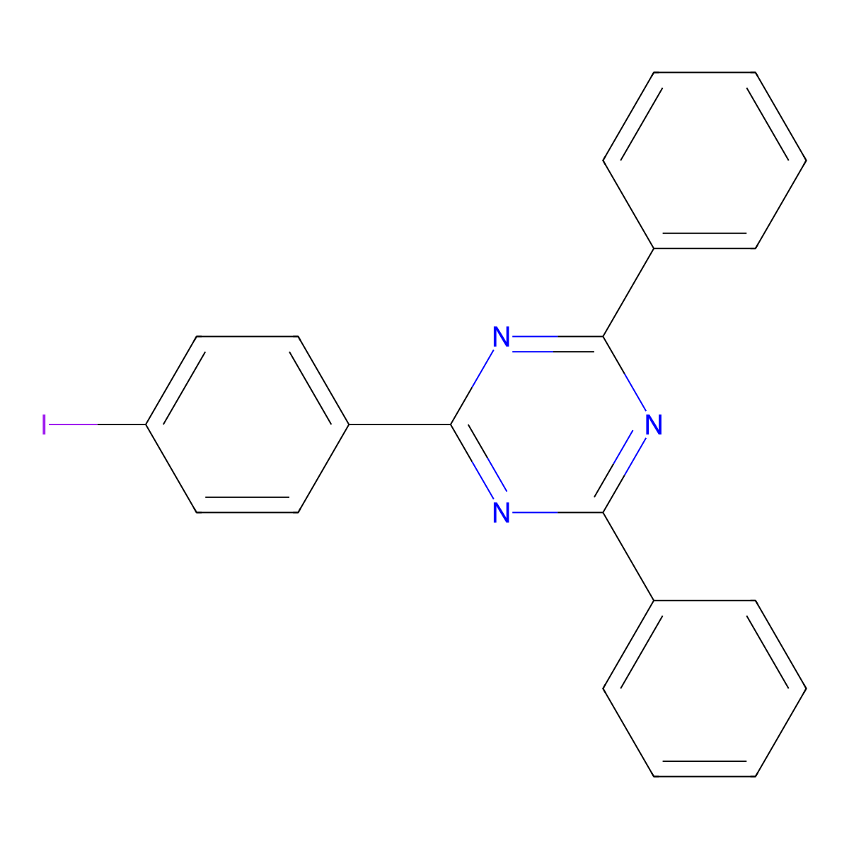 2-(4-Iodophenyl)-4,6-diphenyl-1,3,5-triazine molecular structure, CAS 777883-39-3