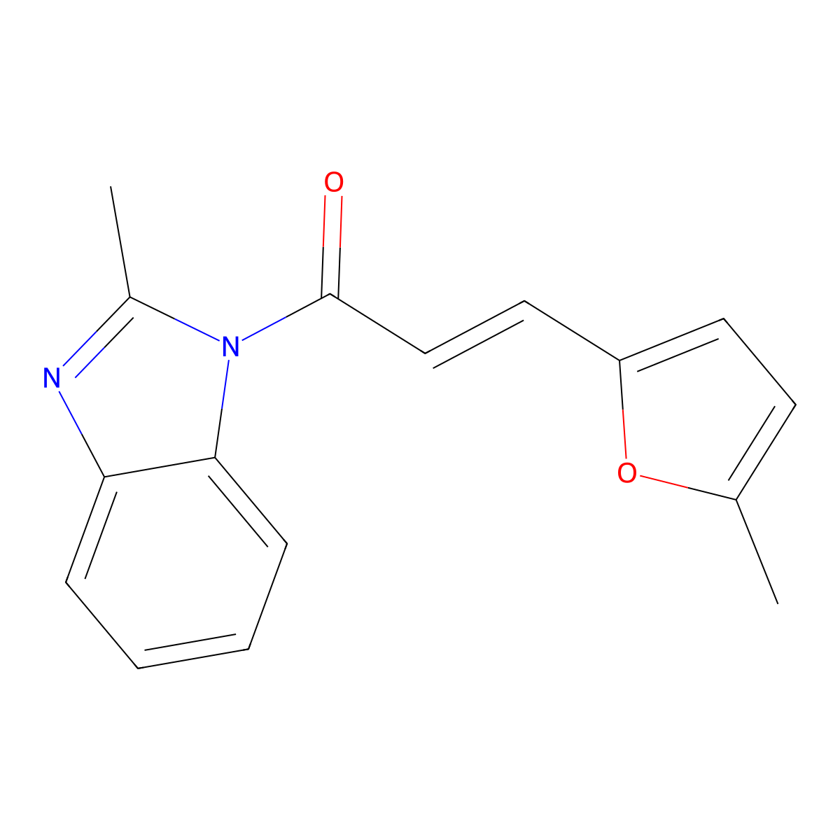 1-(2-Methyl-1H-benzimidazol-1-yl)-3-(5-methyl-2-furanyl)-2-propen-1-one molecular structure, CAS 777883-79-1