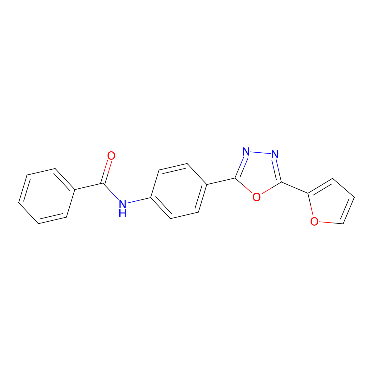 N-[4-[5-(furan-2-yl)-1,3,4-oxadiazol-2-yl]phenyl]benzamide molecular structure, CAS 777884-69-2