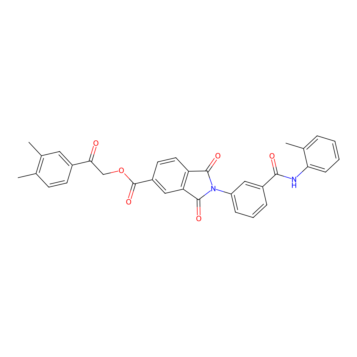 2-(3,4-Dimethylphenyl)-2-oxoethyl 2,3-dihydro-2-[3-[[(2-methylphenyl)amino]carbonyl]phenyl]-1,3-dioxo-1H-isoindole-5-carboxylate molecular structure, CAS 777886-95-0