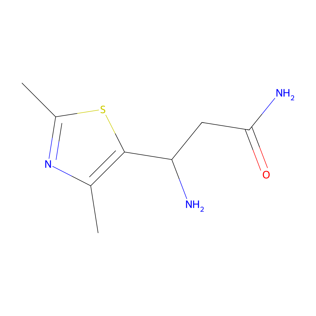 3-Amino-3-(dimethyl-1,3-thiazol-5-yl)propanamide molecular structure, CAS 777887-91-9