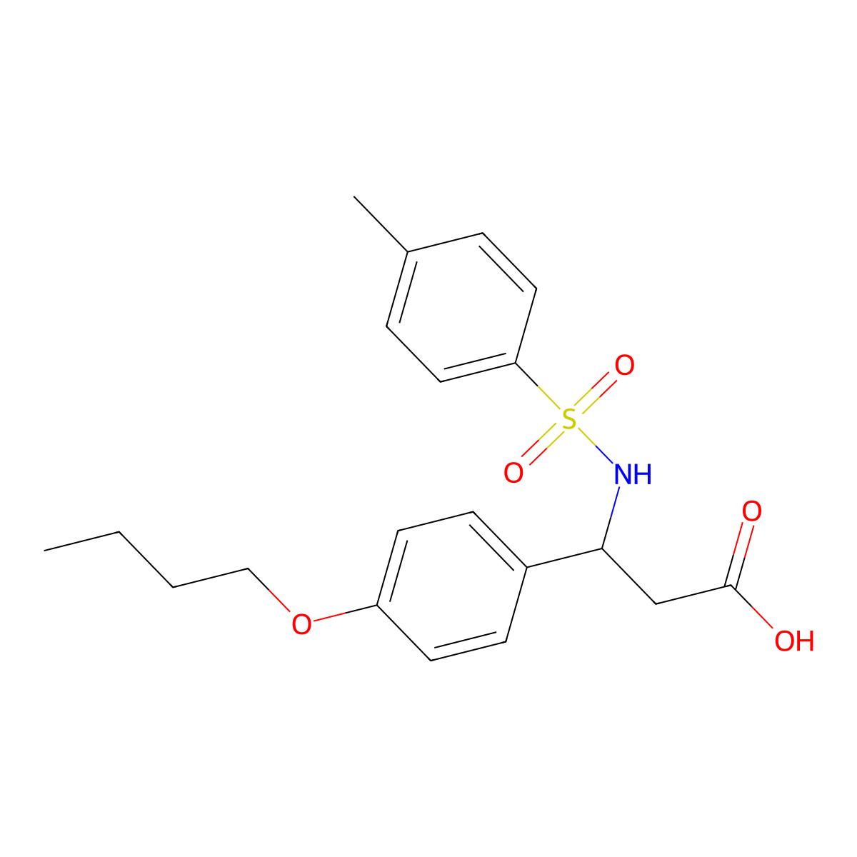 4-Butoxy-I(2)-[[(4-methylphenyl)sulfonyl]amino]benzenepropanoic acid molecular structure, CAS 777894-83-4