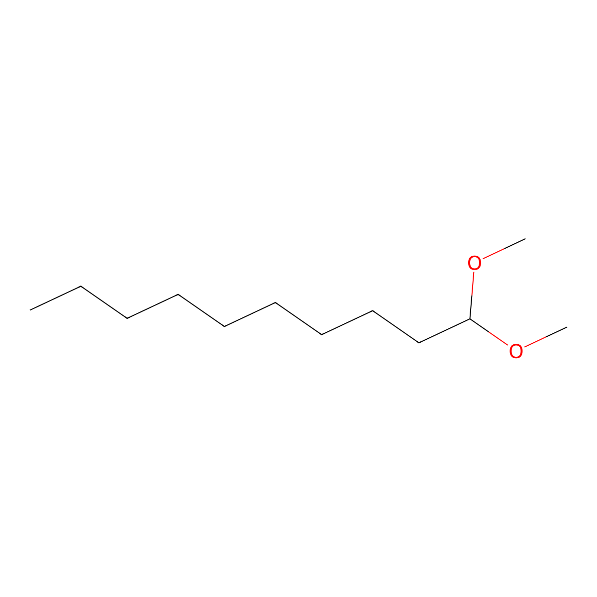 Decanal dimethyl acetal molecular structure, CAS 7779-41-1