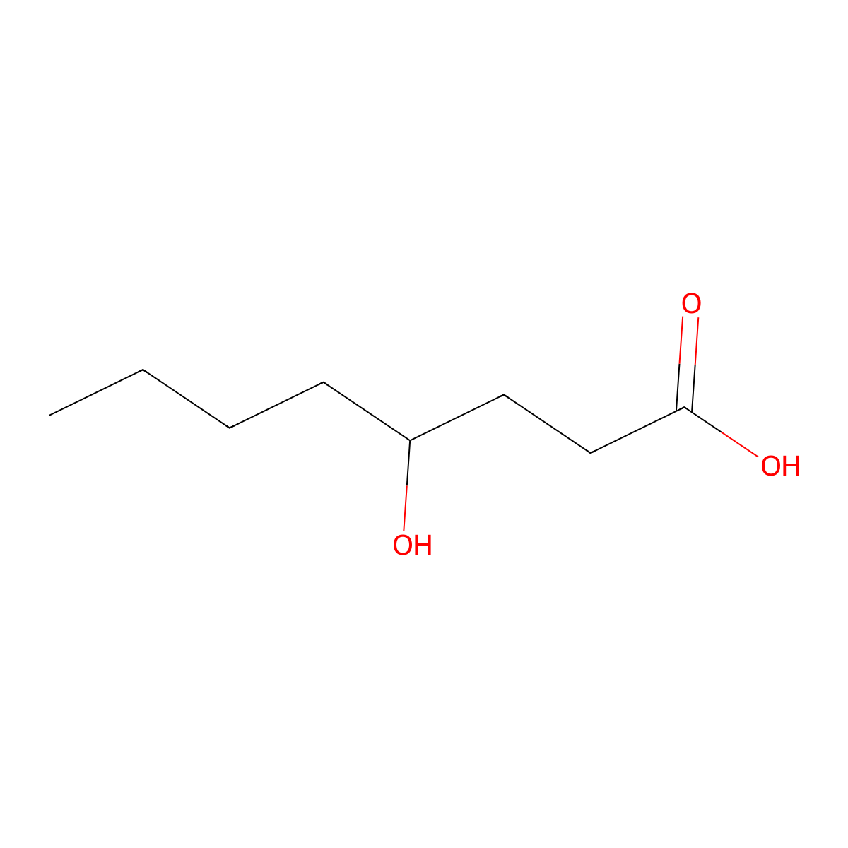 4-Hydroxy-octanoic acid molecular structure, CAS 7779-55-7