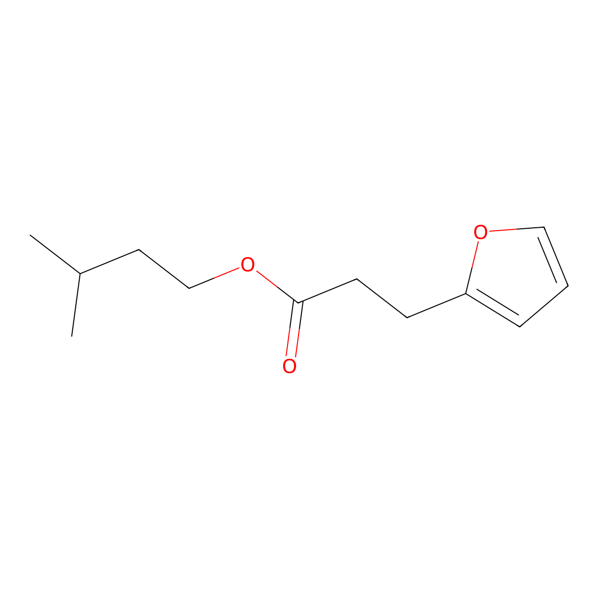 Isoamyl 3-(2-furan)propionate molecular structure, CAS 7779-67-1