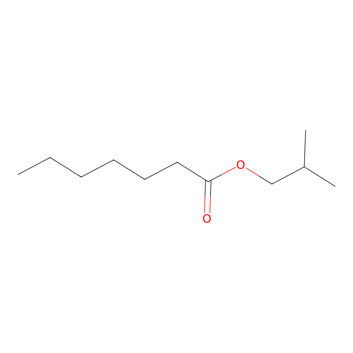 Isobutyl heptanoate molecular structure, CAS 7779-80-8