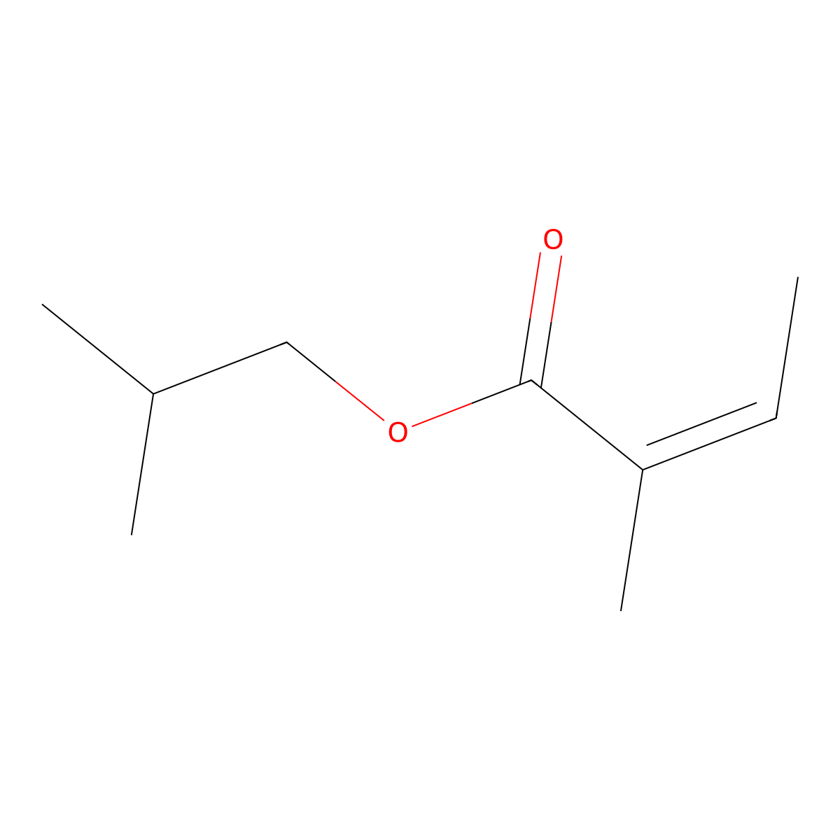 Isobutyl angelate molecular structure, CAS 7779-81-9