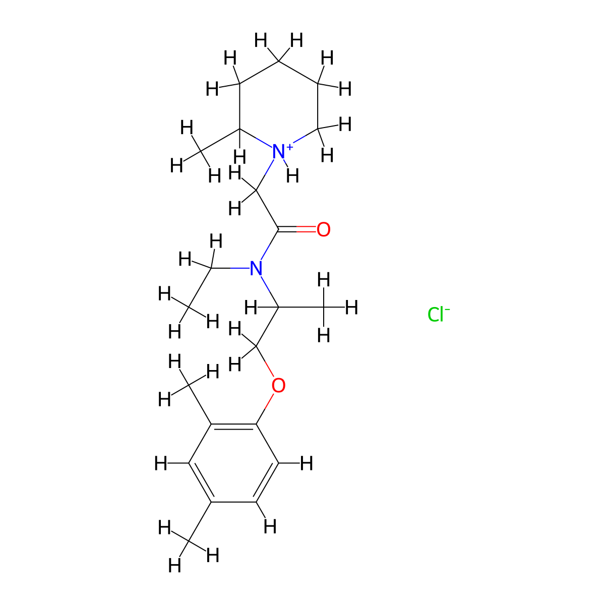 Acetamide, N-ethyl-2-(2-methylpiperidino)-N-(1-(2,4-xylyloxy)-2-propyl)-, hydrochloride molecular structure, CAS 77791-37-8