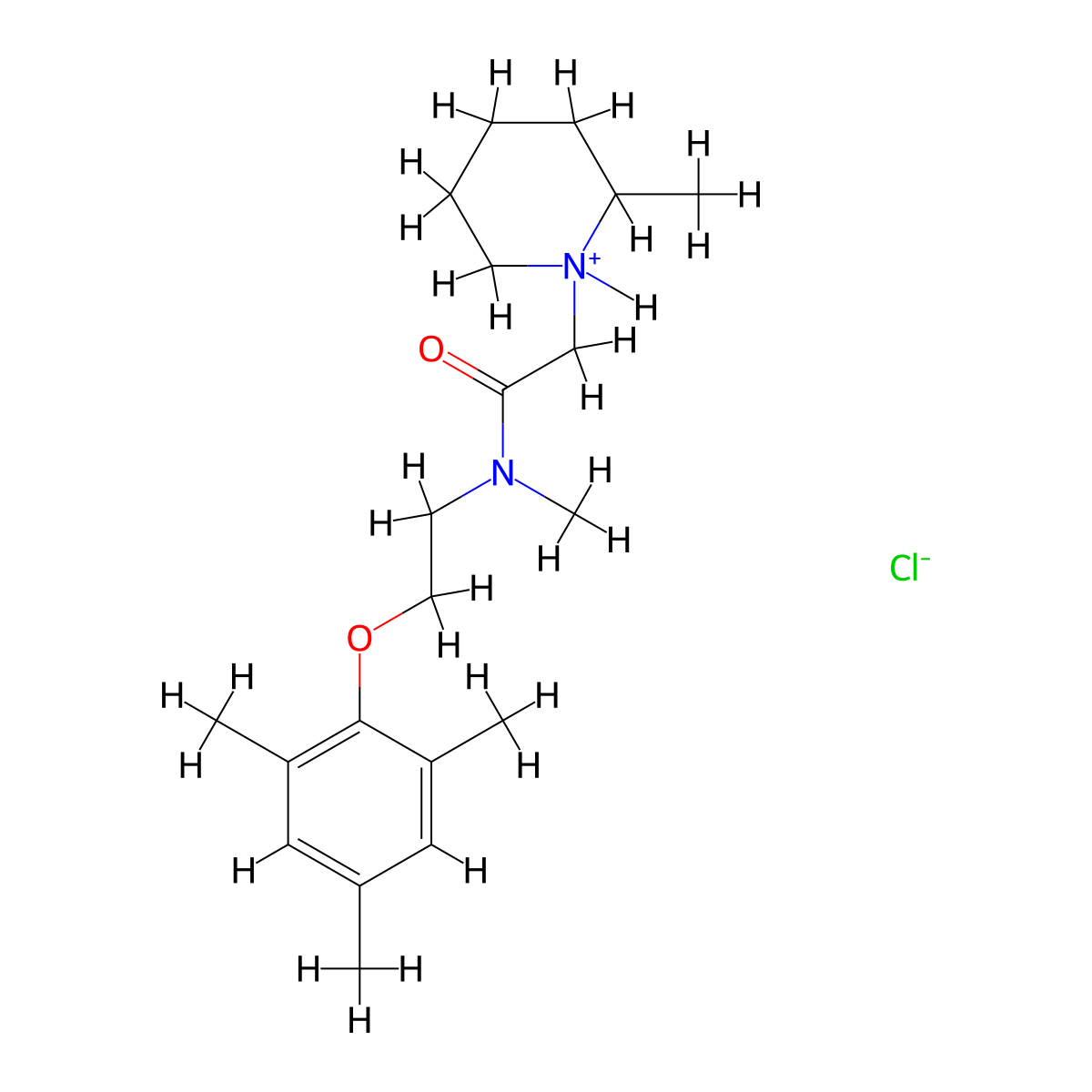 Acetamide, N-(2-mesityloxyethyl)-N-methyl-2-(2-methylpiperidino)-, hydrochloride molecular structure, CAS 77791-40-3