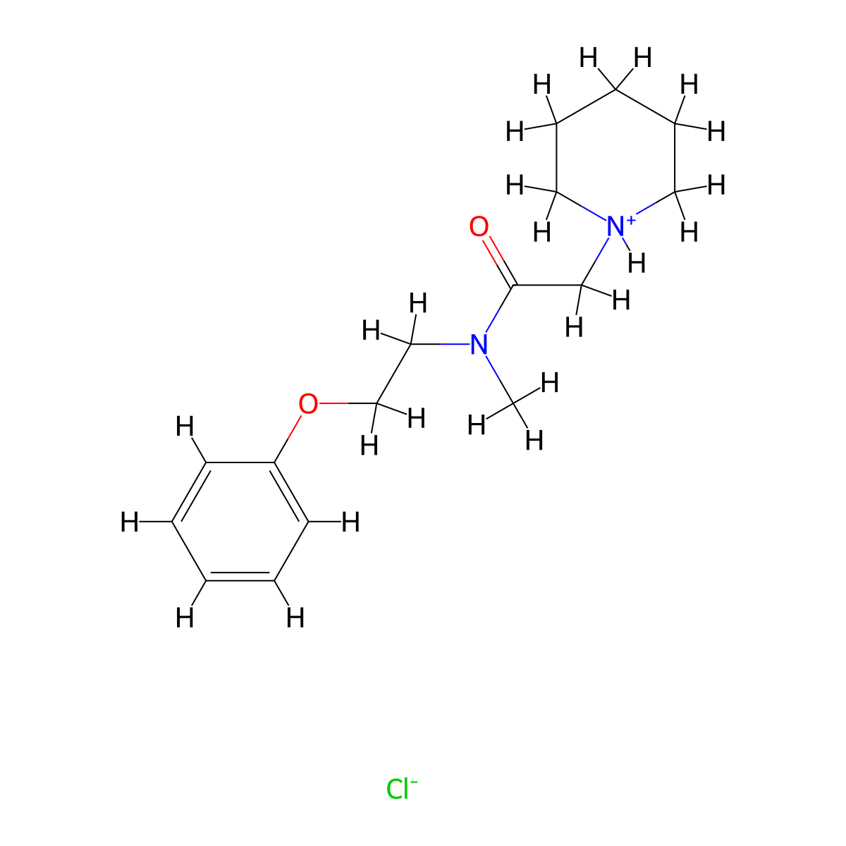 N-Methyl-N-(2-phenoxyethyl)-2-(piperidin-1-yl)acetamide--hydrogen chloride (1/1) molecular structure, CAS 77791-44-7