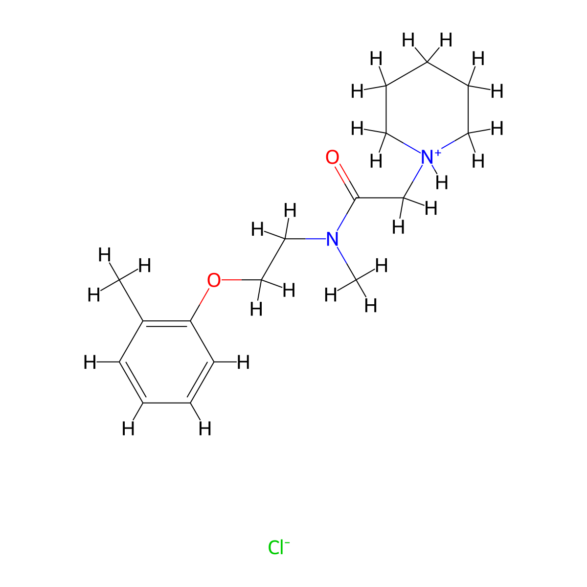 Acetamide, N-methyl-2-(piperidino)-N-(2-(o-tolyloxy)ethyl)-, hydrochloride molecular structure, CAS 77791-46-9