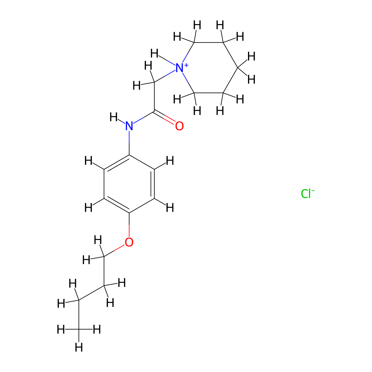 N-(4-Butoxyphenyl)-2-(piperidin-1-yl)acetamide--hydrogen chloride (1/1) molecular structure, CAS 77791-53-8