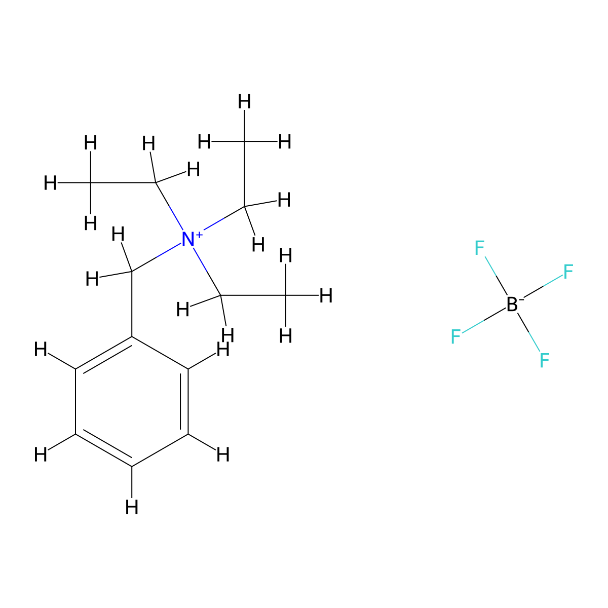 Benzyltriethylammonium tetrafluoroborate molecular structure, CAS 77794-93-5