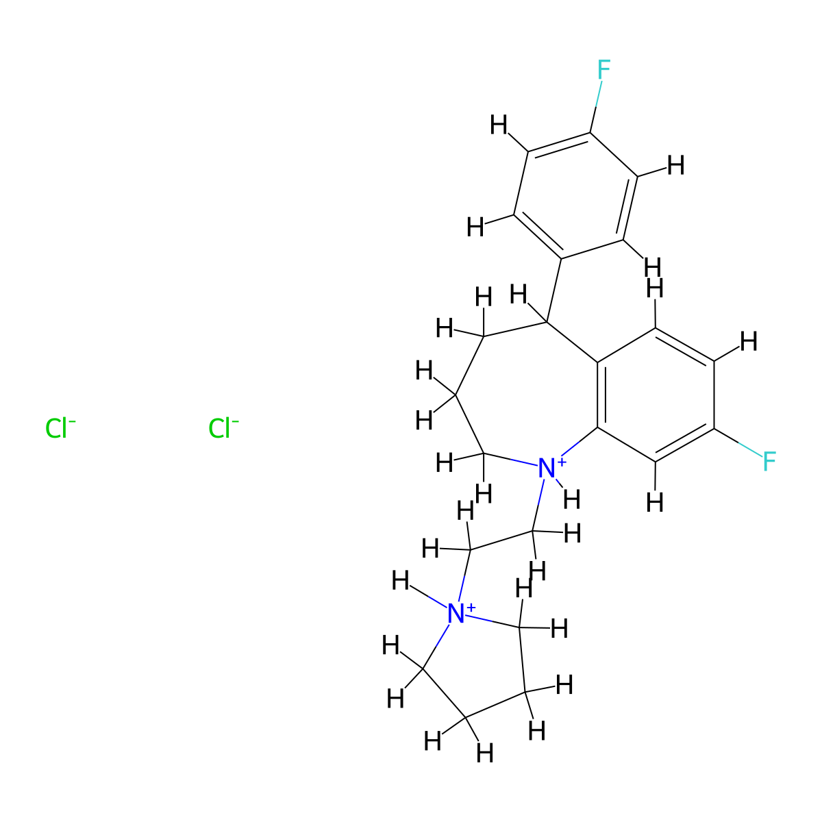 1H-1-Benzazepine, 2,3,4,5-tetrahydro-8-fluoro-5-(4-fluorophenyl)-1-(2-(1-pyrrolidinyl)ethyl)-, hydrochloride, hydrate (2:3:1) molecular structure, CAS 77795-98-3