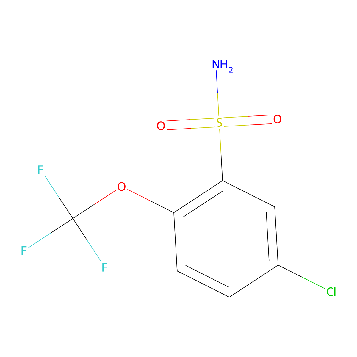 Benzenesulfonamide, 5-chloro-2-(trifluoromethoxy)- molecular structure, CAS 77797-66-1
