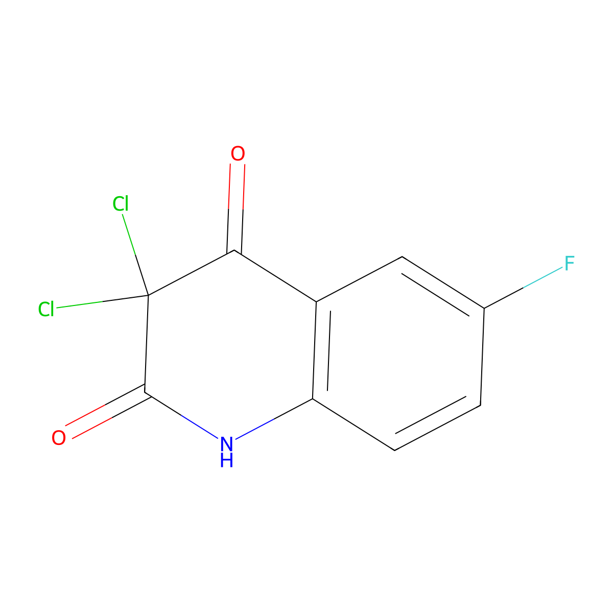 3,3-dichloro-6-fluoro-1H-quinoline-2,4-dione molecular structure, CAS 778-61-0