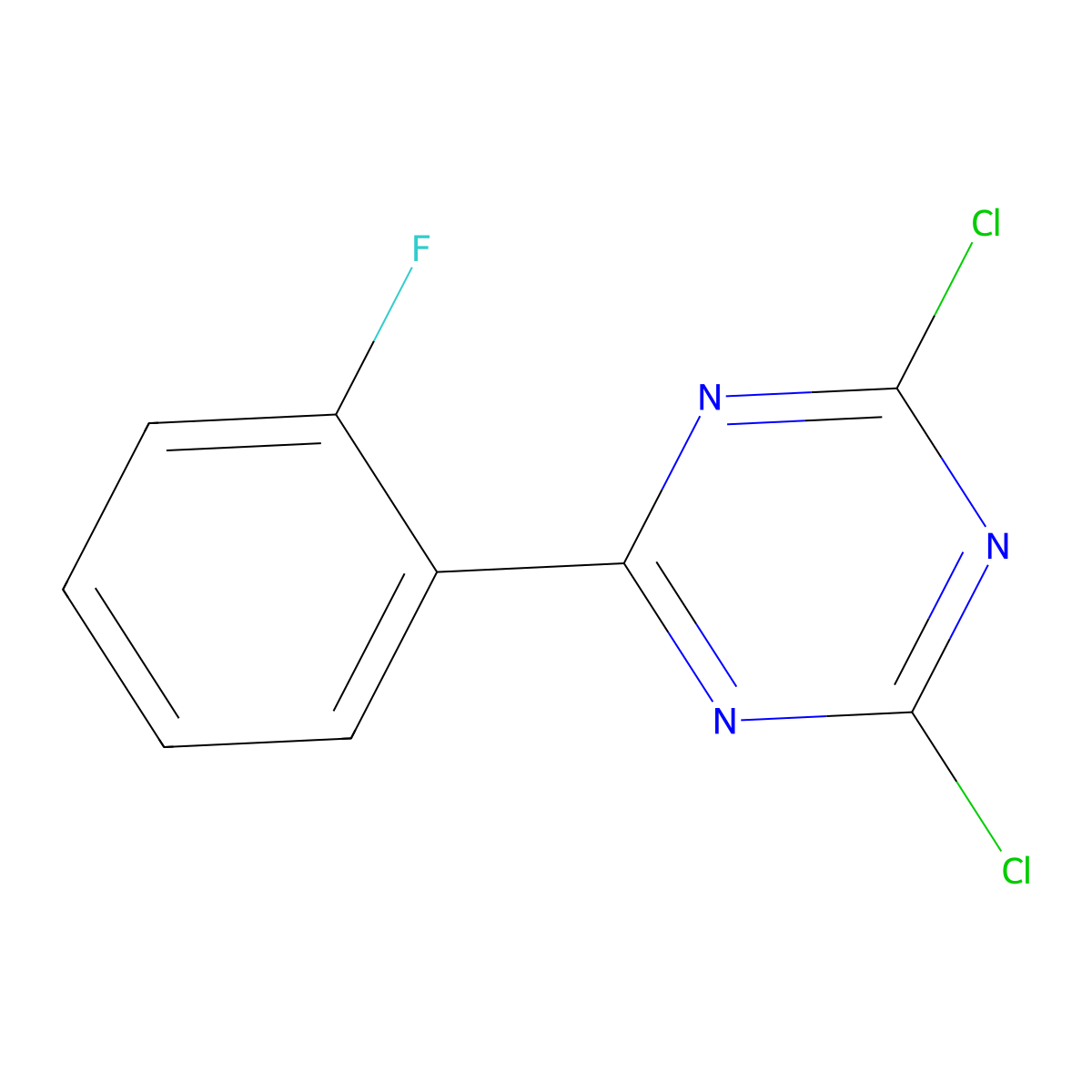 2,4-Dichloro-6-(2-fluorophenyl)-1,3,5-triazine molecular structure, CAS 778-67-6