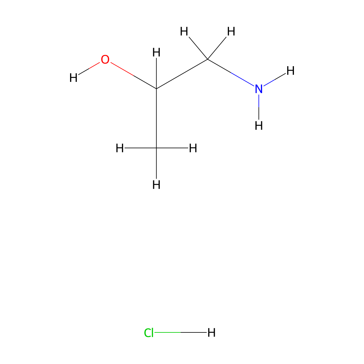 2-Propanol, 1-amino-, hydrochloride (1:1) molecular structure, CAS 7780-04-3