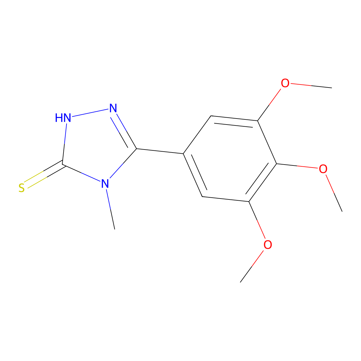 4-methyl-5-(3,4,5-trimethoxyphenyl)-4H-1,2,4-triazole-3-thiol molecular structure, CAS 77803-41-9