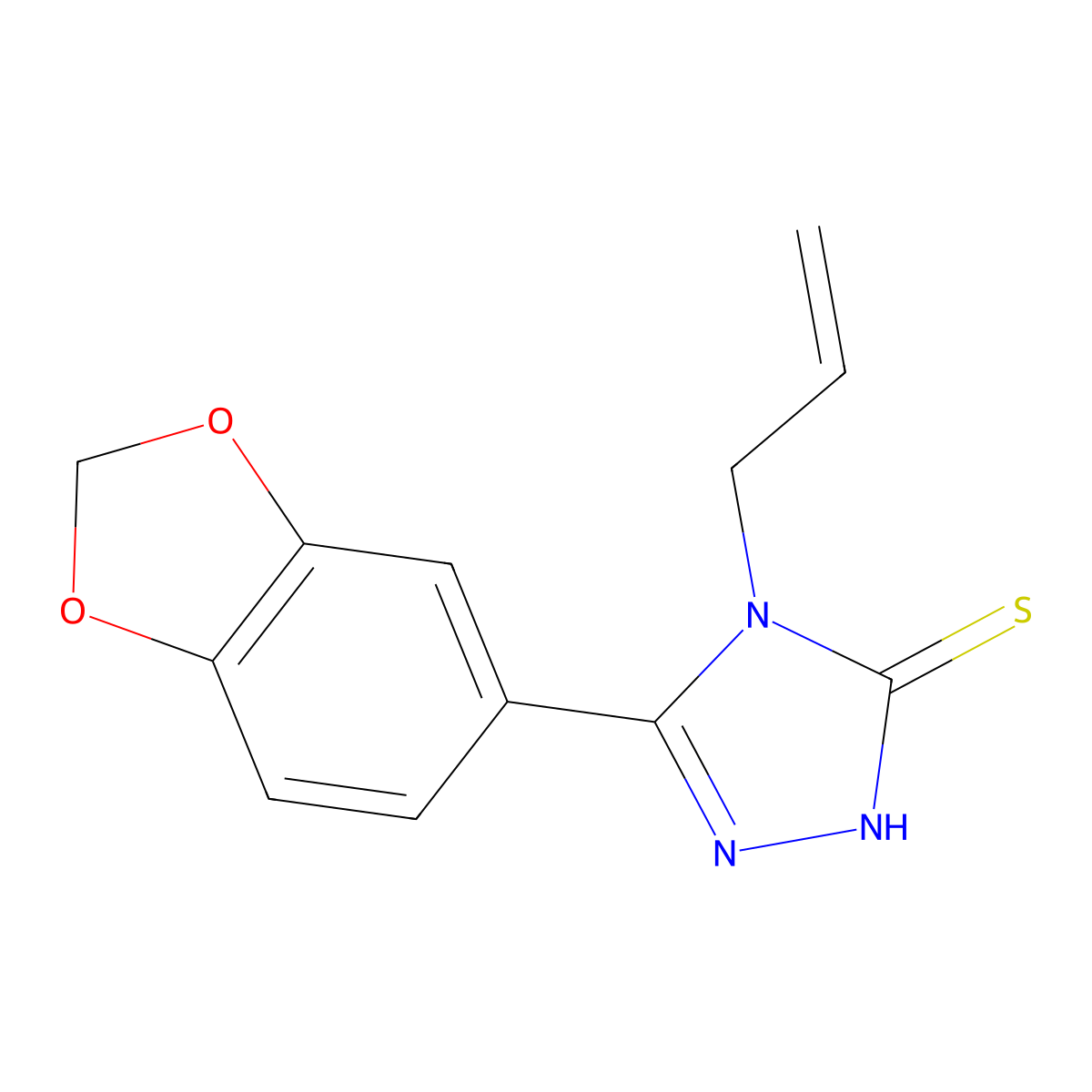4-allyl-5-(1,3-benzodioxol-5-yl)-4H-1,2,4-triazole-3-thiol molecular structure, CAS 77803-46-4