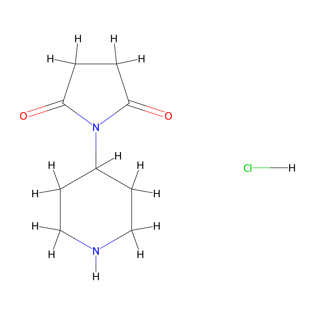 1-(Piperidin-4-yl)pyrrolidine-2,5-dione hydrochloride molecular structure, CAS 77808-78-7