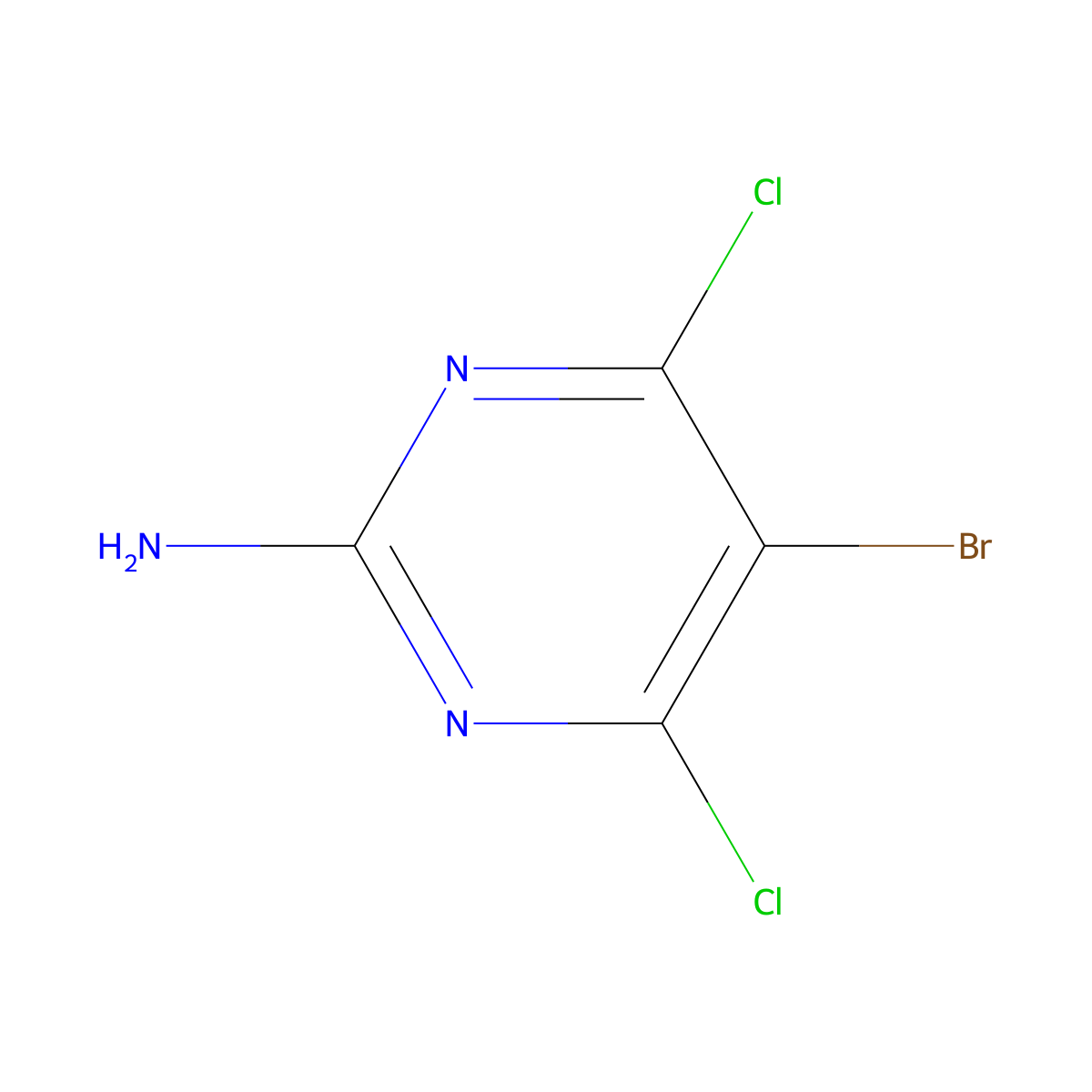 5-Bromo-4,6-dichloropyrimidin-2-amine molecular structure, CAS 7781-26-2