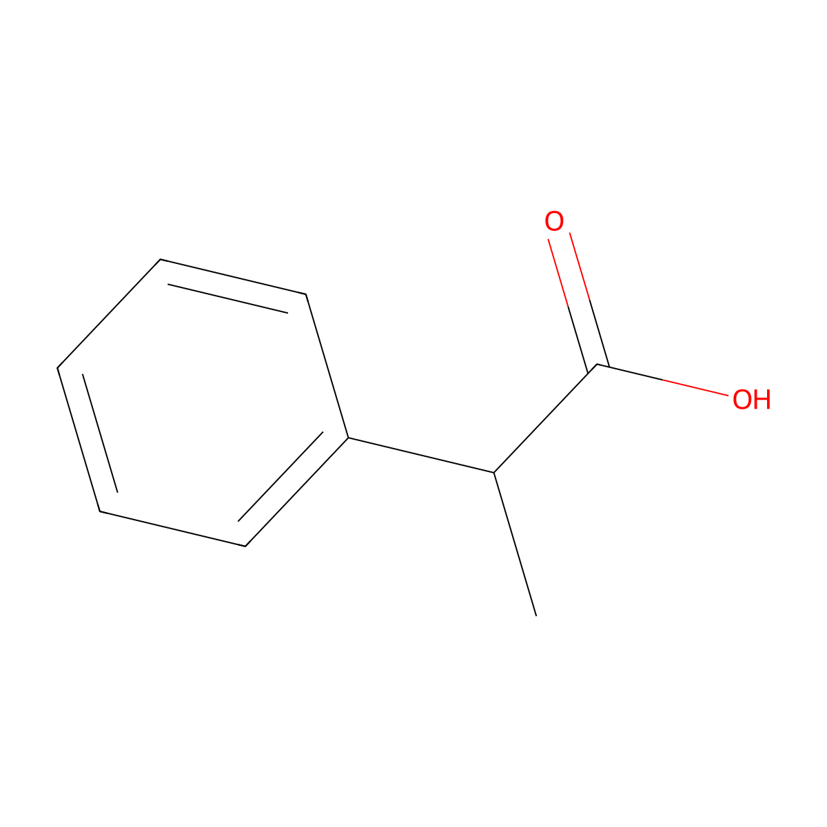 2-Phenylpropionic acid, (-)- molecular structure, CAS 7782-26-5