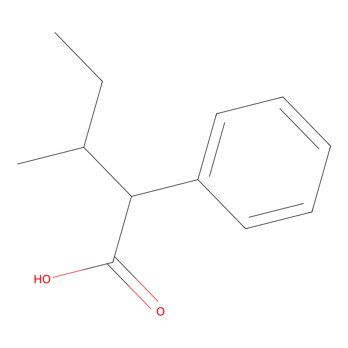3-Methyl-2-phenylpentanoic acid molecular structure, CAS 7782-37-8