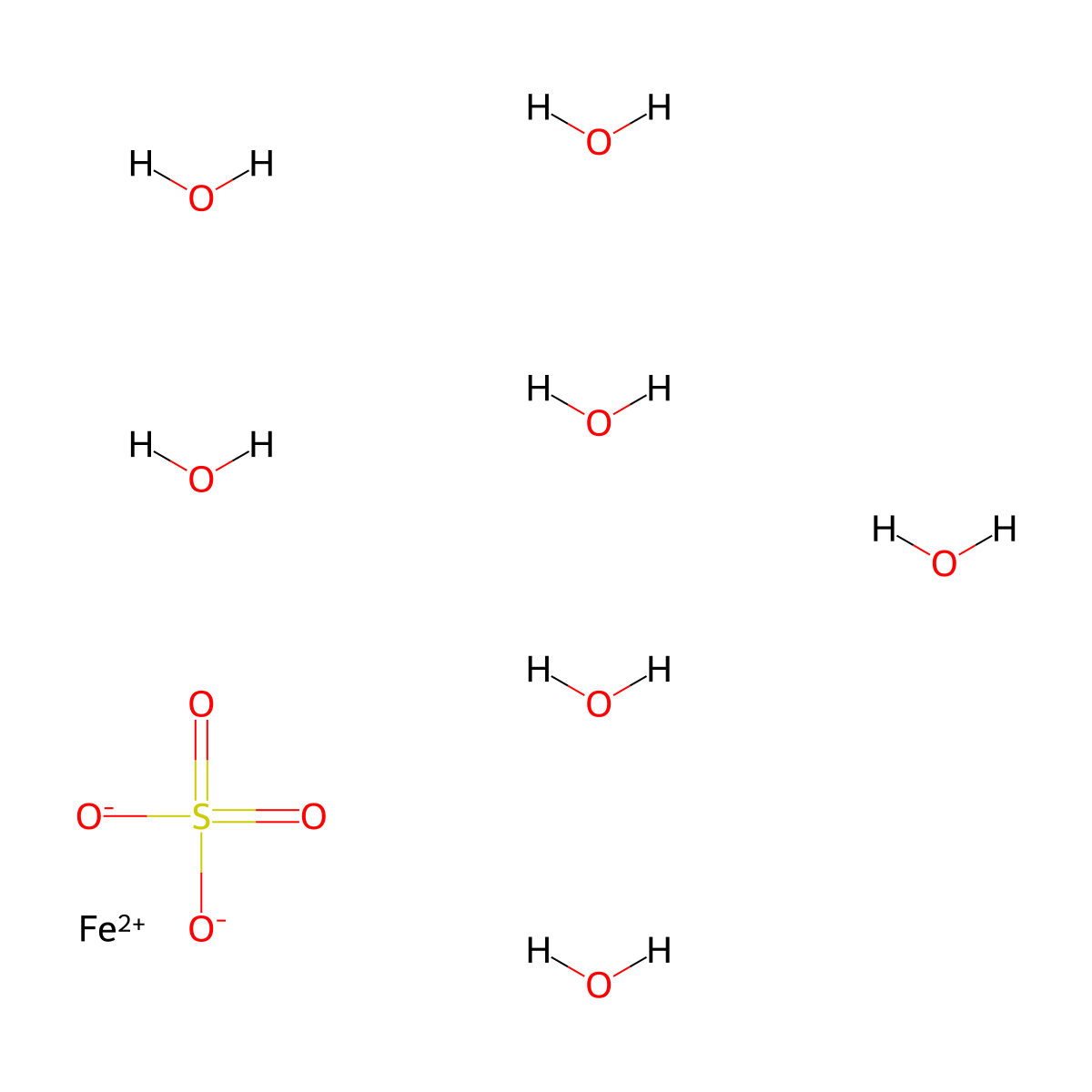 Iron(II) sulfate heptahydrate , Iron(II)sulfate heptahydrate molecular structure, CAS 7782-63-0