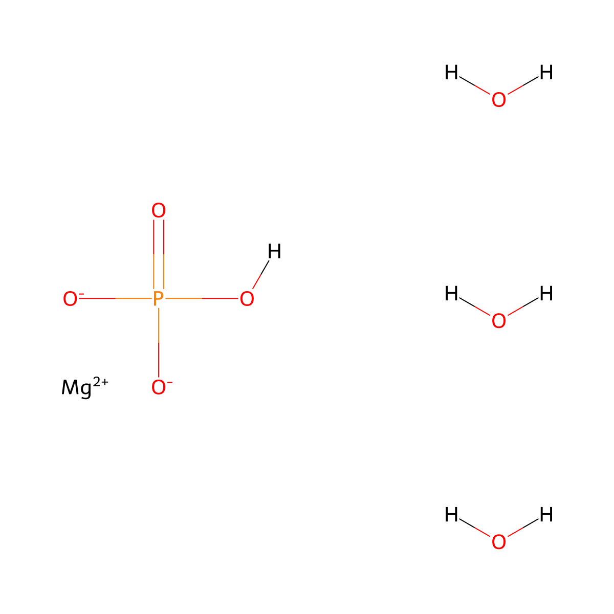Magnesium phosphate, dibasic trihydrate molecular structure, CAS 7782-75-4